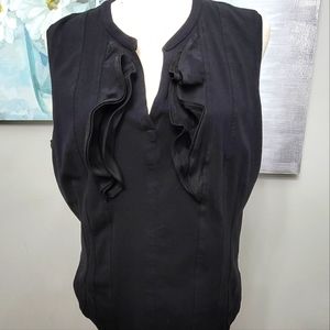 Nic+Zoe Black sleeveless blouse with ruffle size XL